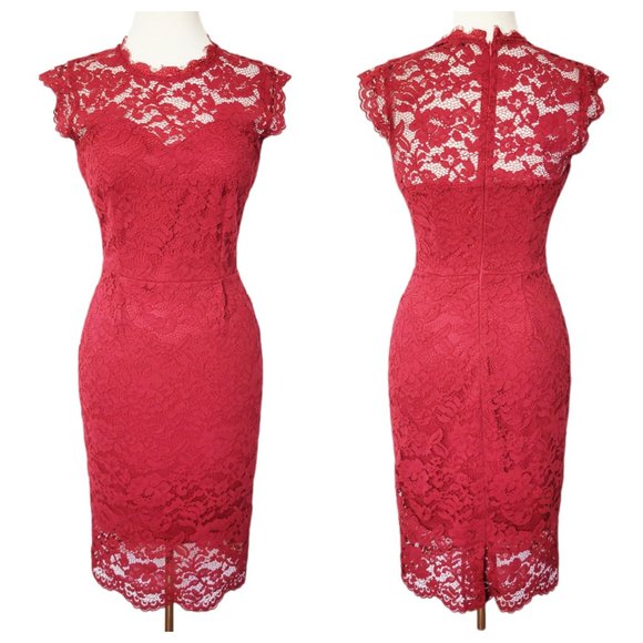 Miusol Dresses & Skirts - Miusol Red Lace Cocktail Dress Cap Sleeve Semi-Formal Special Occasion Party